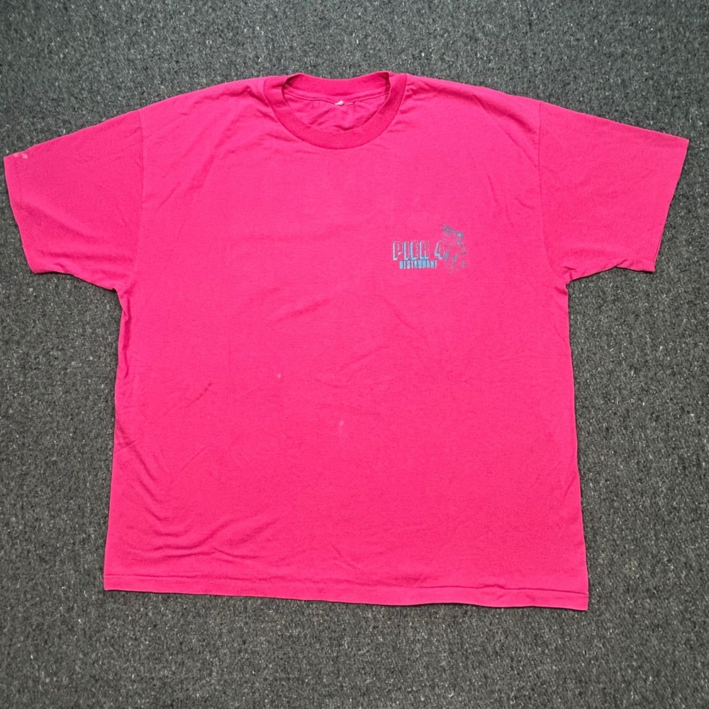 Pier 4 Restaurant TShirt Sz XL Mens Pink‎ 90s Skater Mobile Bay Lobster Graphic